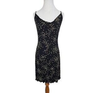 Bebe vintage 90s‎ y2k printed patterned cowl neck dress curled hemline black, M